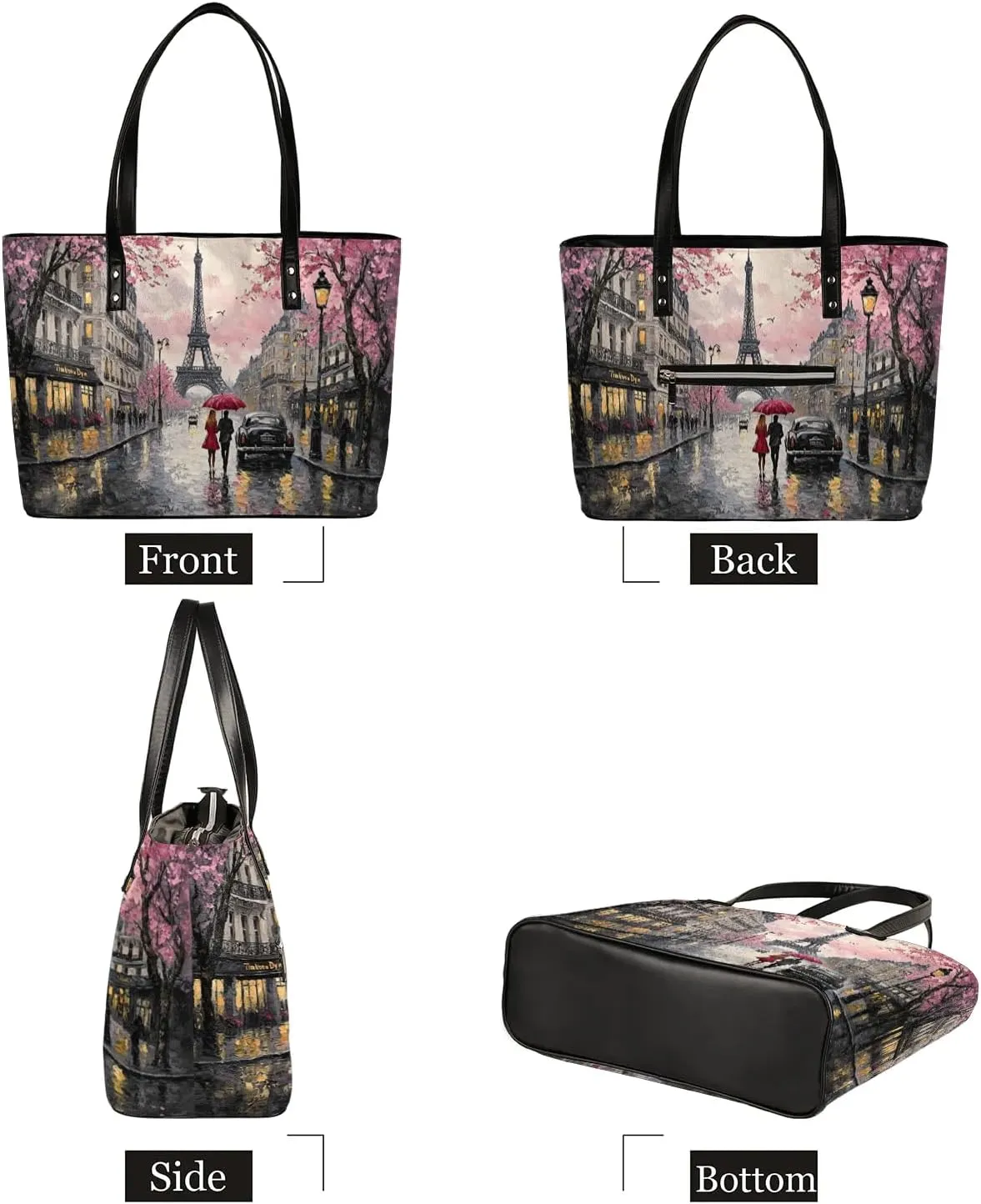 PU Leather Tote Bag for Women - Large Purses Handbags Top Handle Ladies Shoulder Bag with Zipper for Work Travel