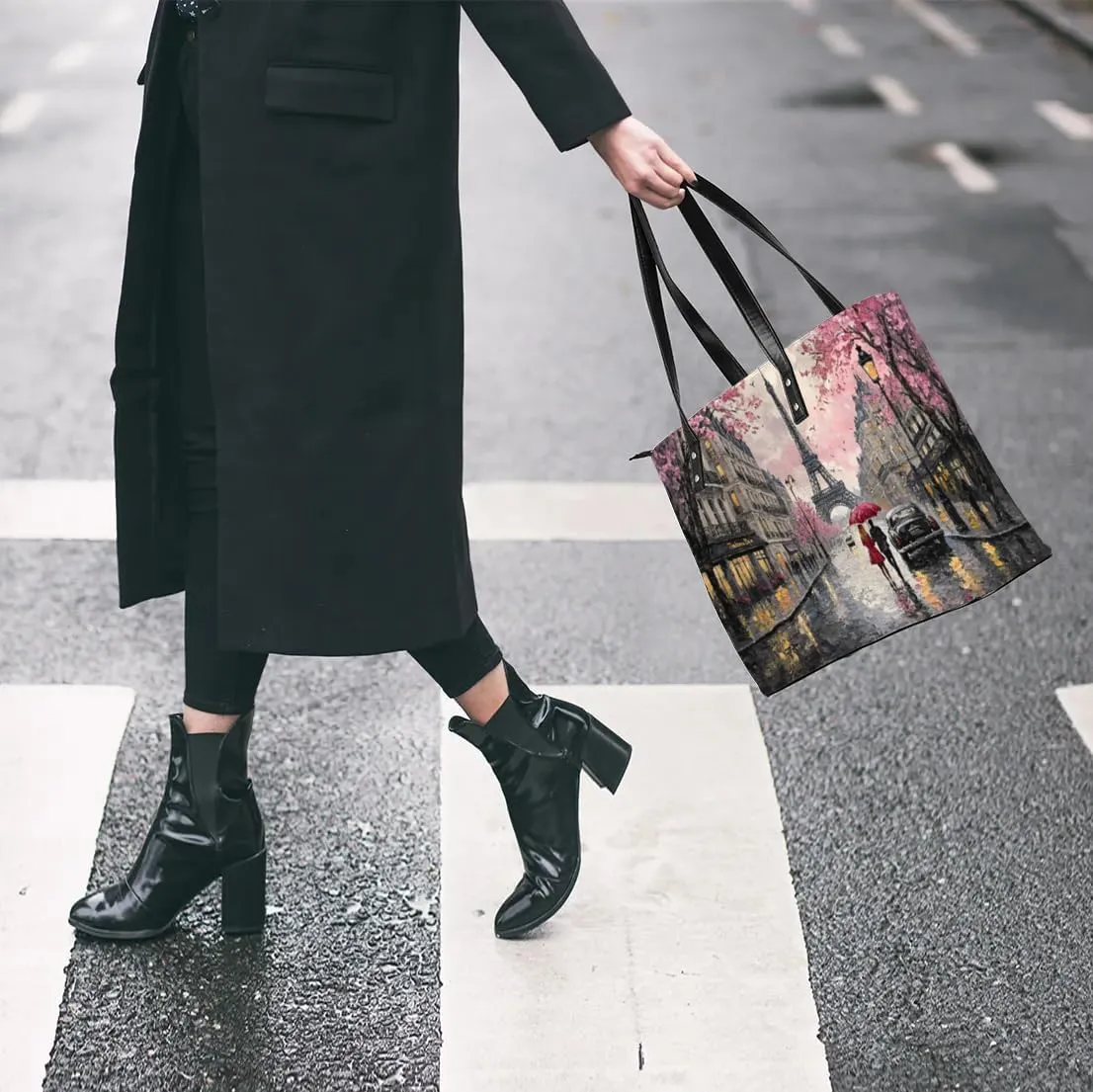 PU Leather Tote Bag for Women - Large Purses Handbags Top Handle Ladies Shoulder Bag with Zipper for Work Travel