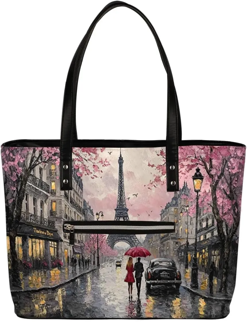 PU Leather Tote Bag for Women - Large Purses Handbags Top Handle Ladies Shoulder Bag with Zipper for Work Travel