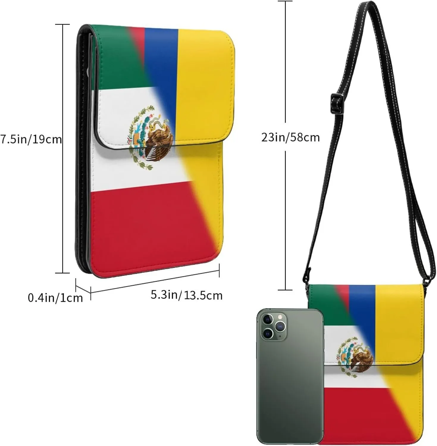 Puerto Rico Cuba Cuban Half Flag Small Crossbody Purse Cell Phone Bag for Women