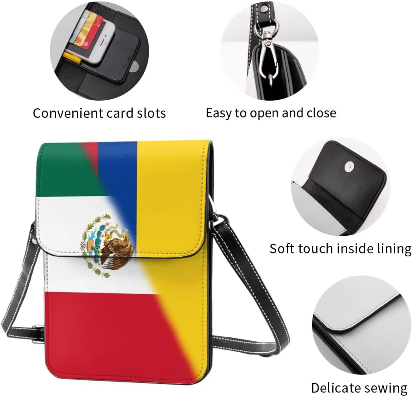 Puerto Rico Cuba Cuban Half Flag Small Crossbody Purse Cell Phone Bag for Women