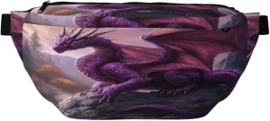 Purple Flaming Dragon Fanny Pack For Women Man, Waist Belt Bag Crossbody For Sports Travel Hiking Running Jogging