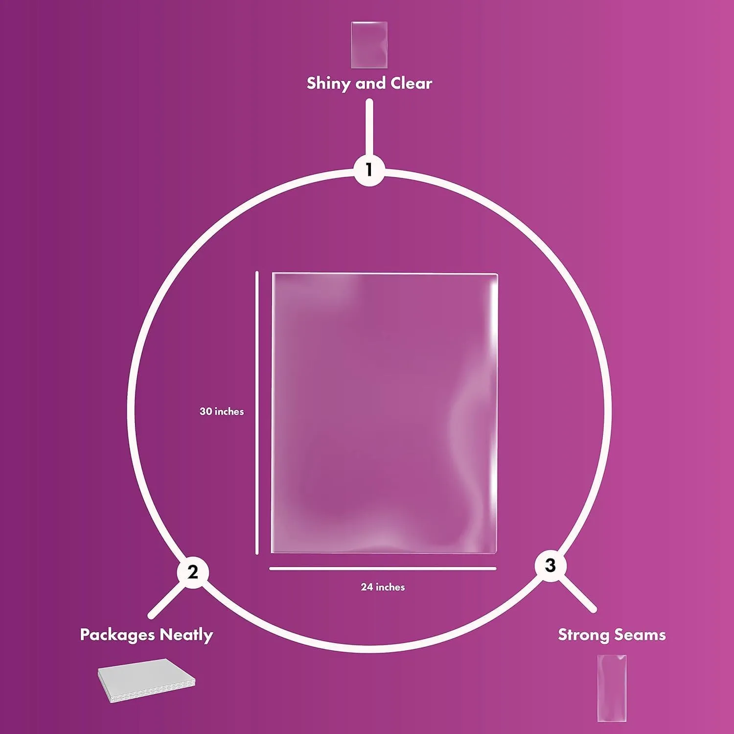 Purple Q Crafts Clear Basket Bags, Large Clear Cellophane Wrap for Baskets & Gifts 24"x30" (40)