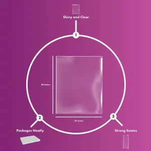Purple Q Crafts Clear Basket Bags, Large Clear Cellophane Wrap for Baskets & Gifts 24"x30" (40)