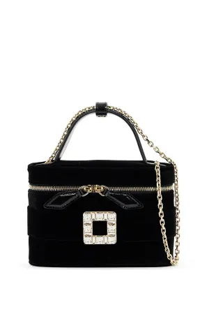 "micro velvet vanity bag with rhinestone buck