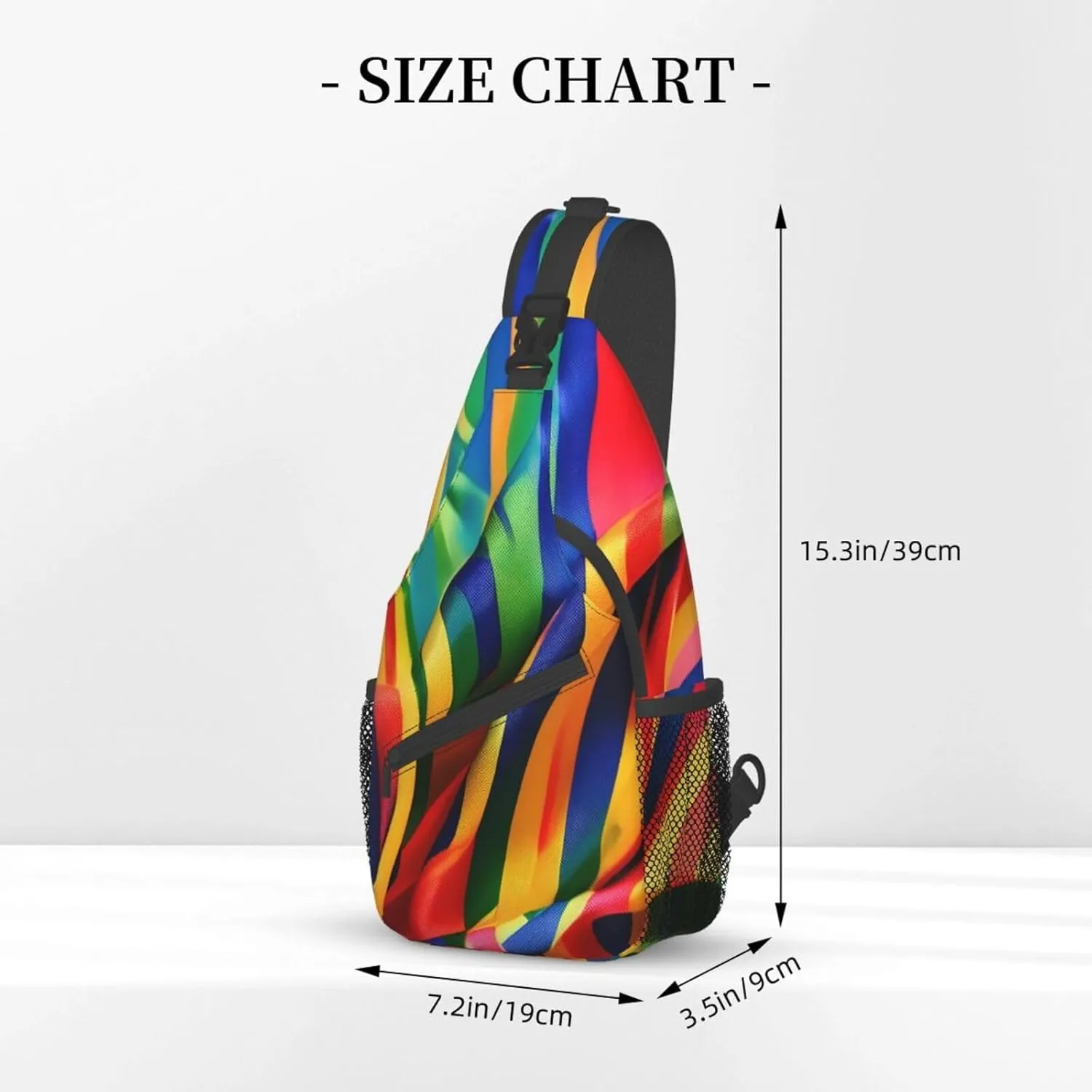 Rainbow Color stripe Print Sling Backpack, Sling Bag, Crossbody Chest Bag Daypack, for Hiking Travel