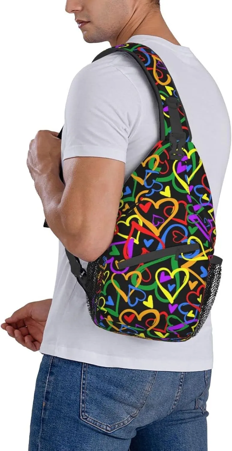 Rainbow LGBT Pride Sling Backpack Multipurpose Chest Bag Hiking Travel Daypack Crossbody Shoulder Bag Outdoor Unisex