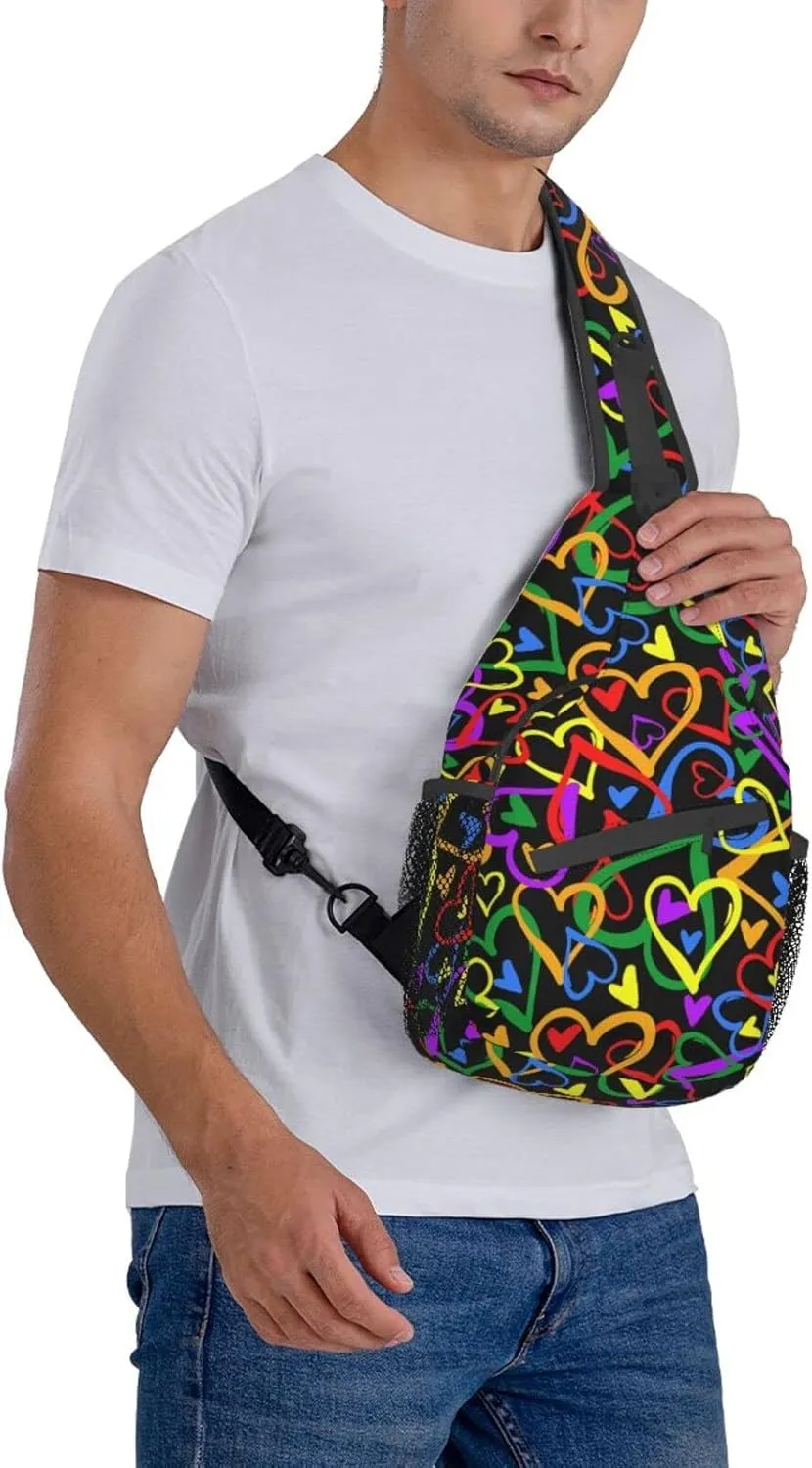 Rainbow LGBT Pride Sling Backpack Multipurpose Chest Bag Hiking Travel Daypack Crossbody Shoulder Bag Outdoor Unisex