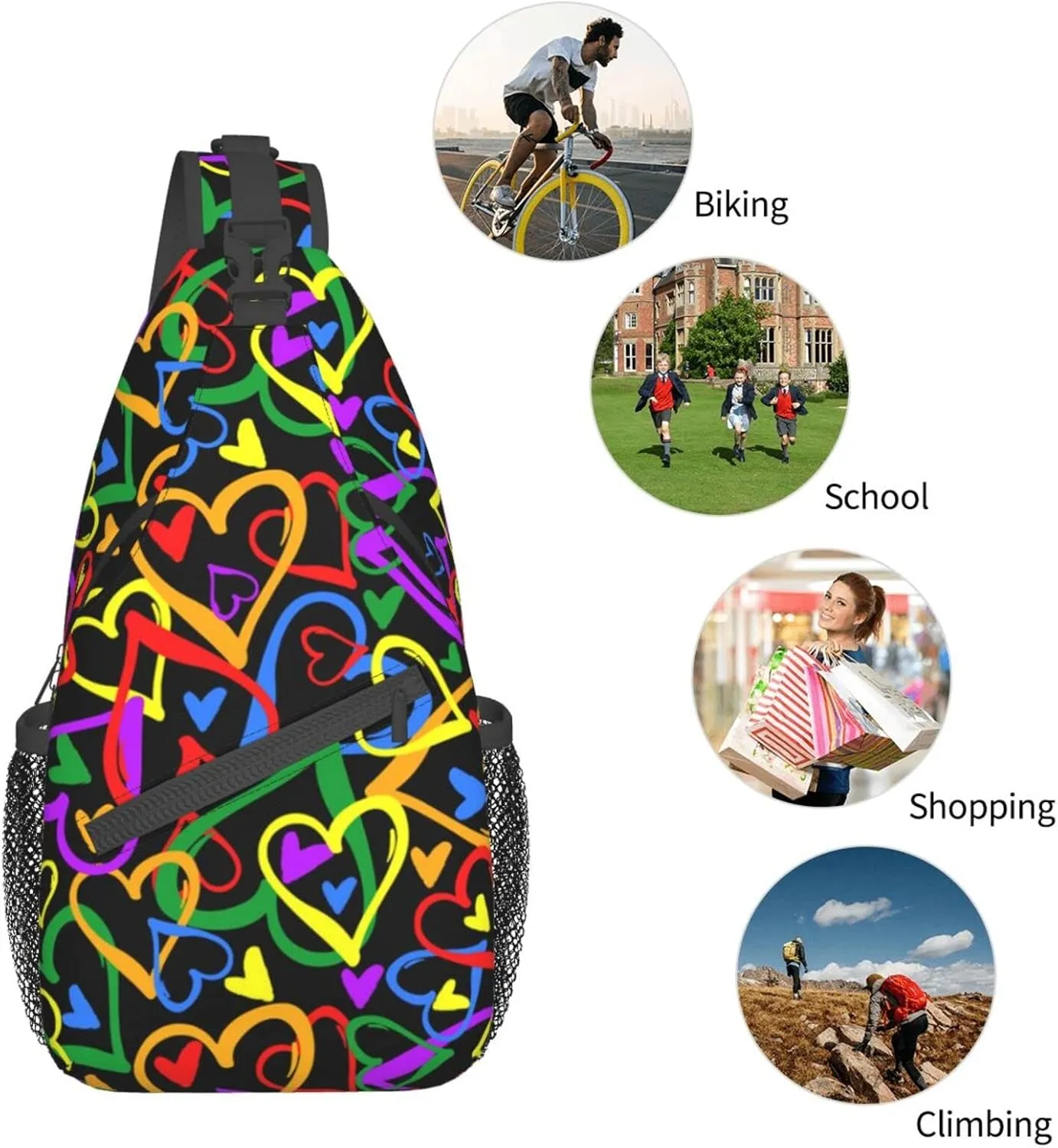 Rainbow LGBT Pride Sling Backpack Multipurpose Chest Bag Hiking Travel Daypack Crossbody Shoulder Bag Outdoor Unisex