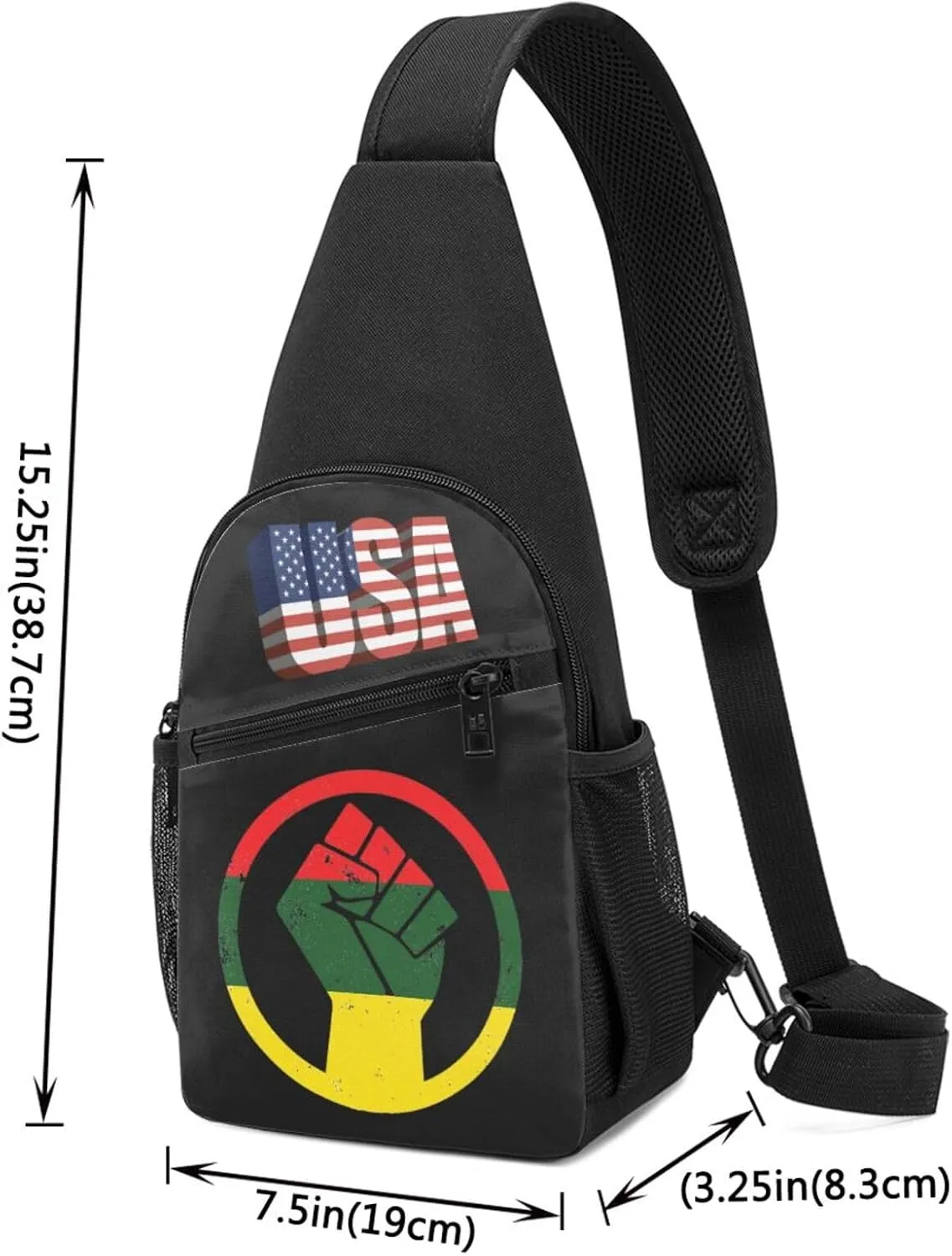 Rasta Black Power FIST，Fashion One-Shoulder Bag，Anti-Theft Crossbody Shoulder Chest Bag