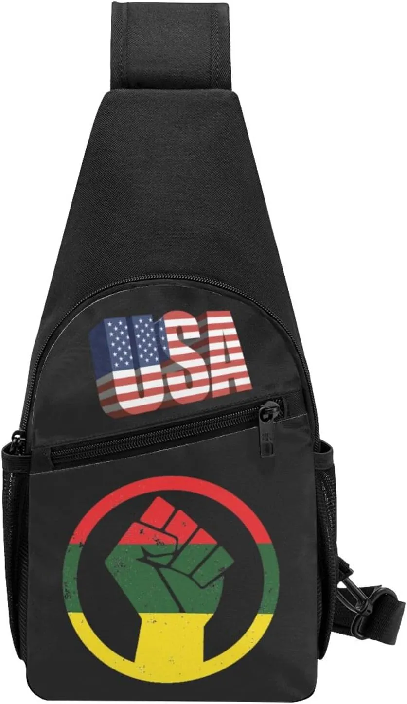 Rasta Black Power FIST，Fashion One-Shoulder Bag，Anti-Theft Crossbody Shoulder Chest Bag