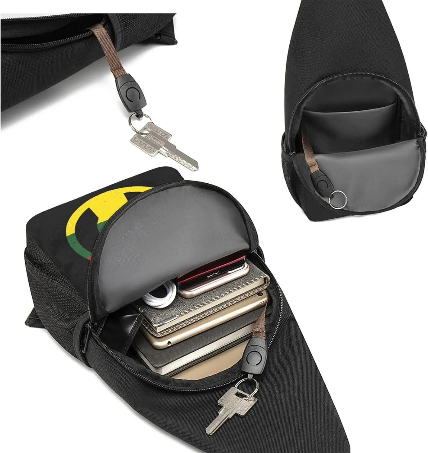 Rasta Black Power FIST，Fashion One-Shoulder Bag，Anti-Theft Crossbody Shoulder Chest Bag
