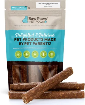 Raw Paws Alternative Soft Bully Sticks for Dogs, 6-inch, 15-ct - Made in USA - Dog Chews Rawhide Free - Soft Dog Chews for Senior Dogs - Rawhide Free Treats - Puppy Teething
