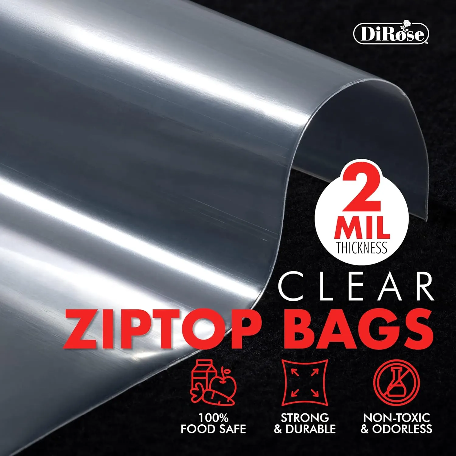 Reclosable Clear Plastic Zip Bags - By DiRose | Resealable, Strong, Thick, Sturdy | For Organizing, Travel, Shipping, Packaging, and Storage | Bulk | 4x6 | 1000 Pack