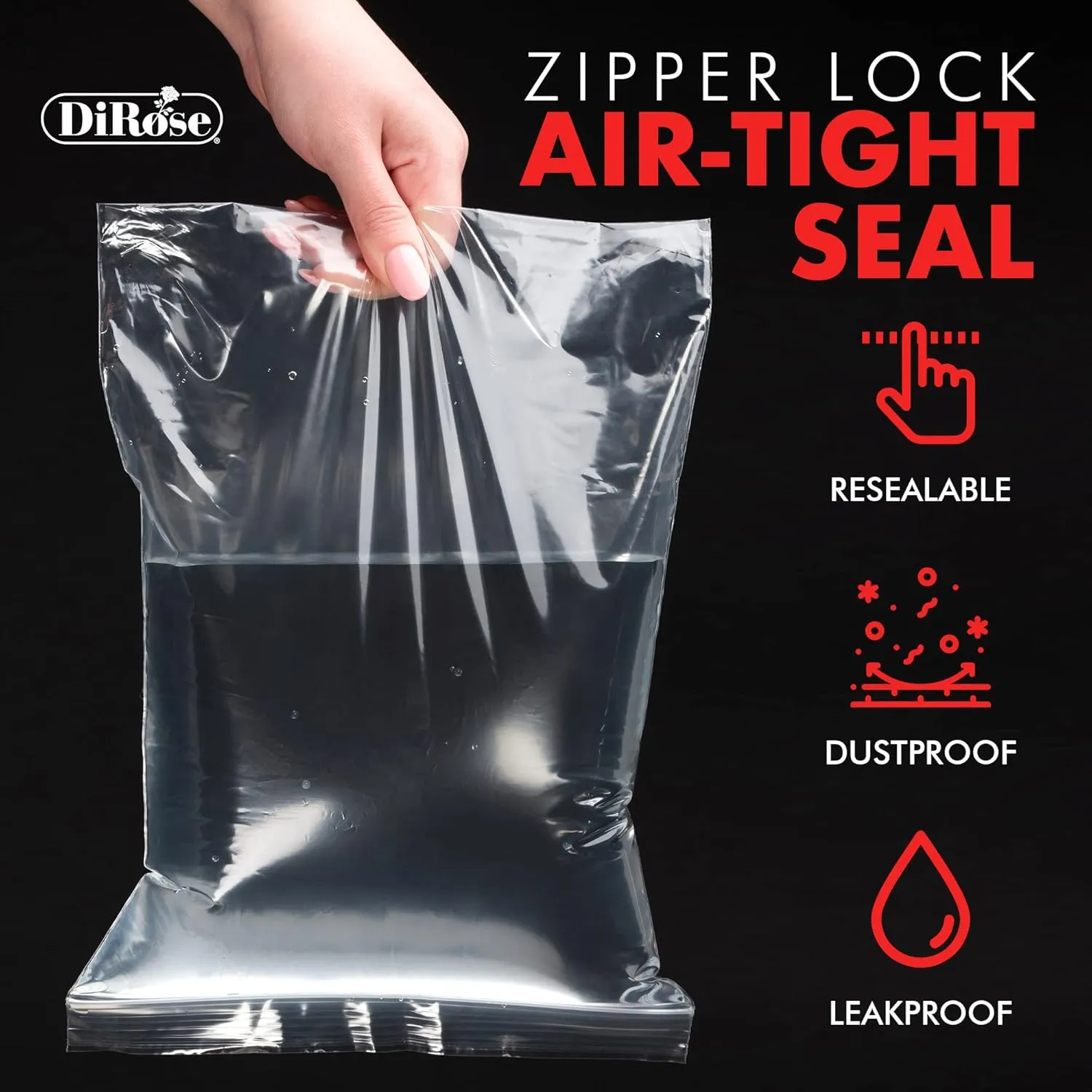 Reclosable Clear Plastic Zip Bags - By DiRose | Resealable, Strong, Thick, Sturdy | For Organizing, Travel, Shipping, Packaging, and Storage | Bulk | 4x6 | 1000 Pack