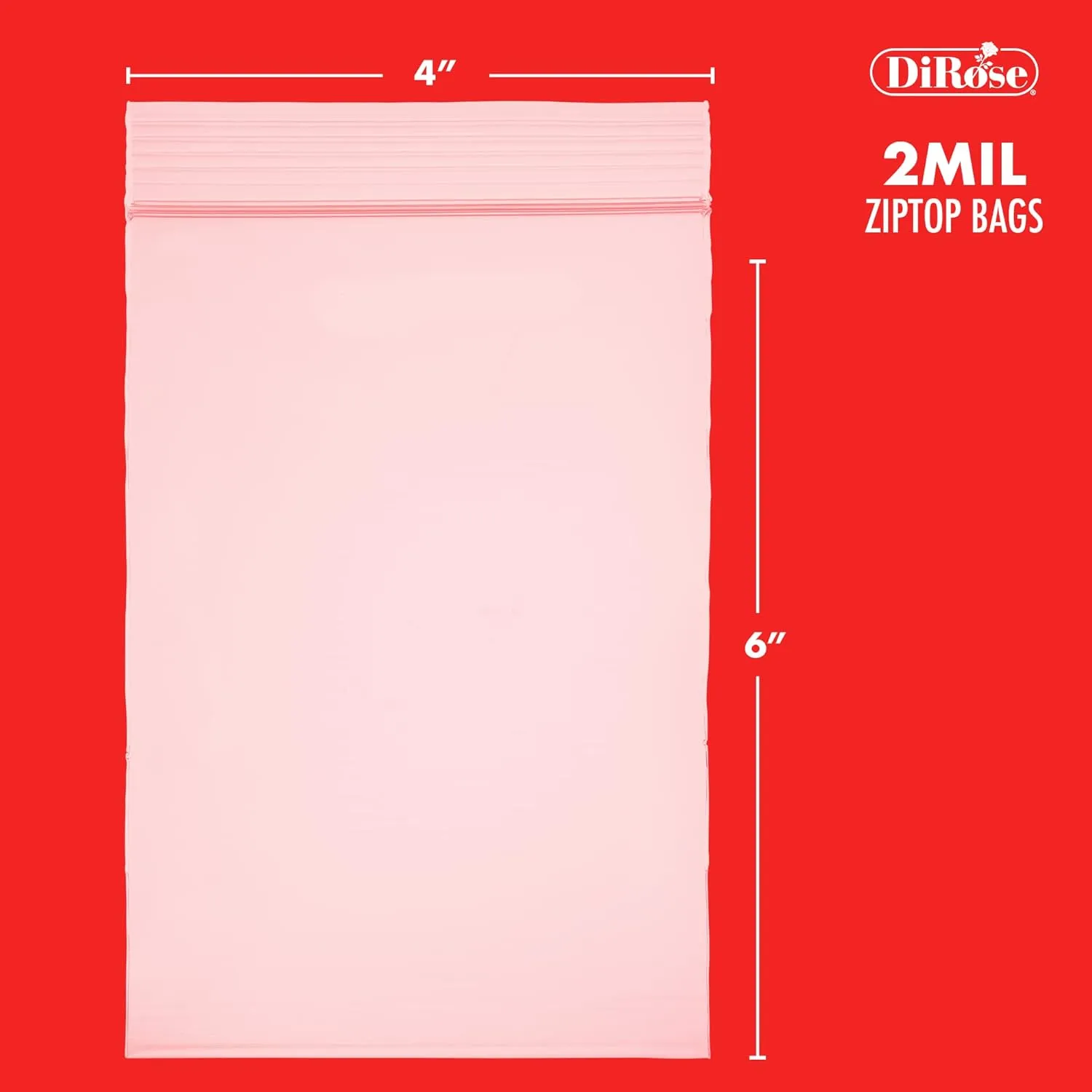 Reclosable Clear Plastic Zip Bags - By DiRose | Resealable, Strong, Thick, Sturdy | For Organizing, Travel, Shipping, Packaging, and Storage | Bulk | 4x6 | 1000 Pack
