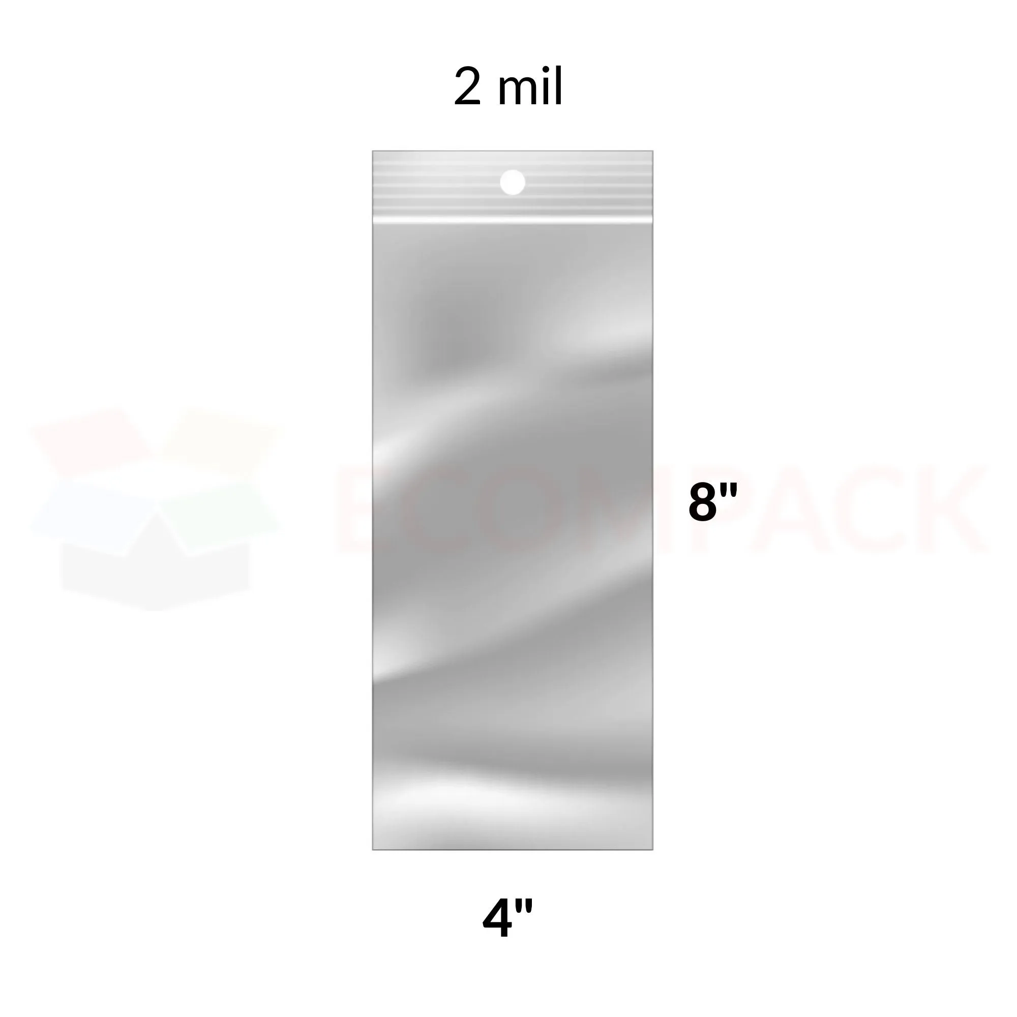 Reclosable Poly Bags 2mil Clear 4" x 8" 1000/bx