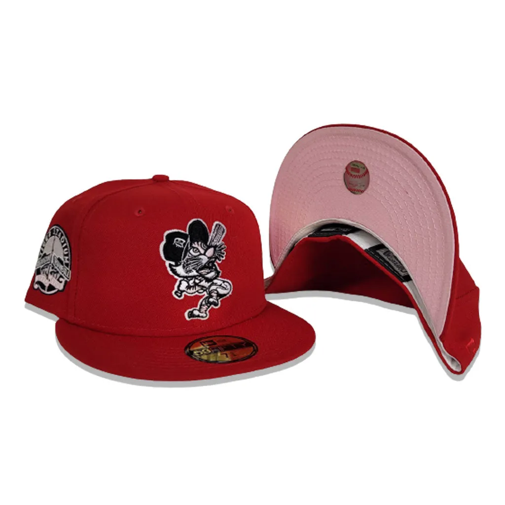 Red Detroit Tigers Pink Bottom Tiger Stadium Side Patch New Era 59Fifty Fitted