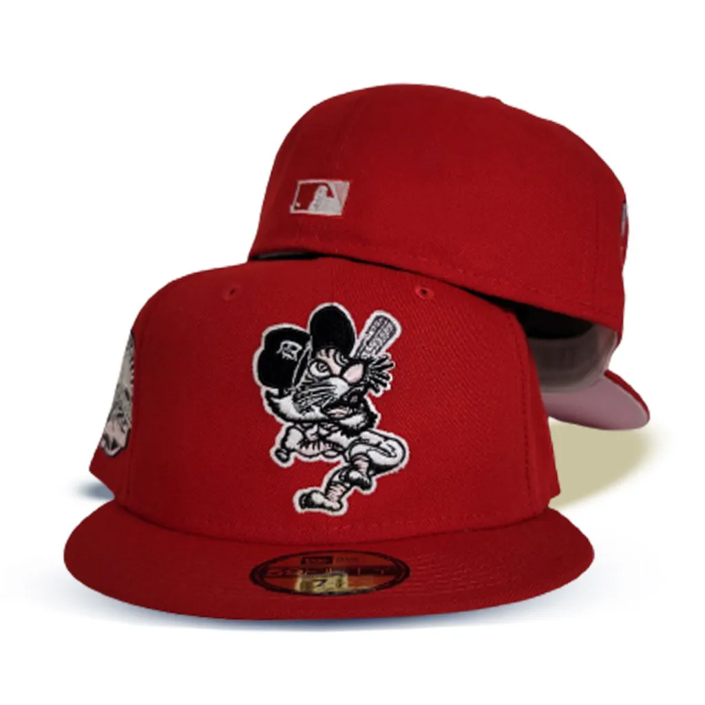 Red Detroit Tigers Pink Bottom Tiger Stadium Side Patch New Era 59Fifty Fitted