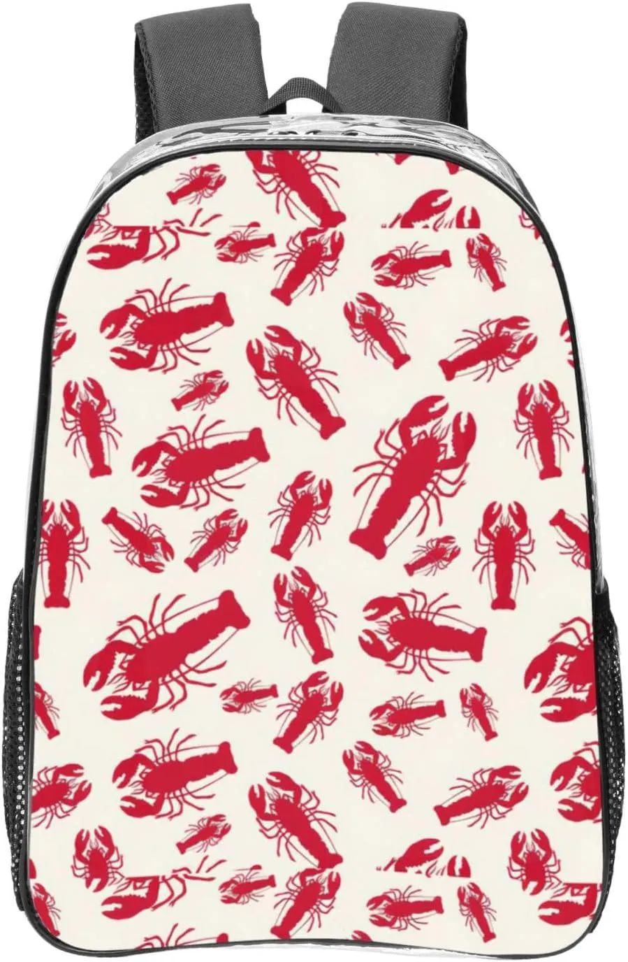 Red Lobster Print Large Clear PVC Backpack Men Women Suitable Bag Stadium Event Outdoor Sport Travel