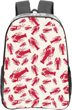 Red Lobster Print Large Clear PVC Backpack Men Women Suitable Bag Stadium Event Outdoor Sport Travel