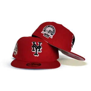Red New York Mets Pink Bottom Shea Stadium Side Patch New Era 59Fifty Fitted