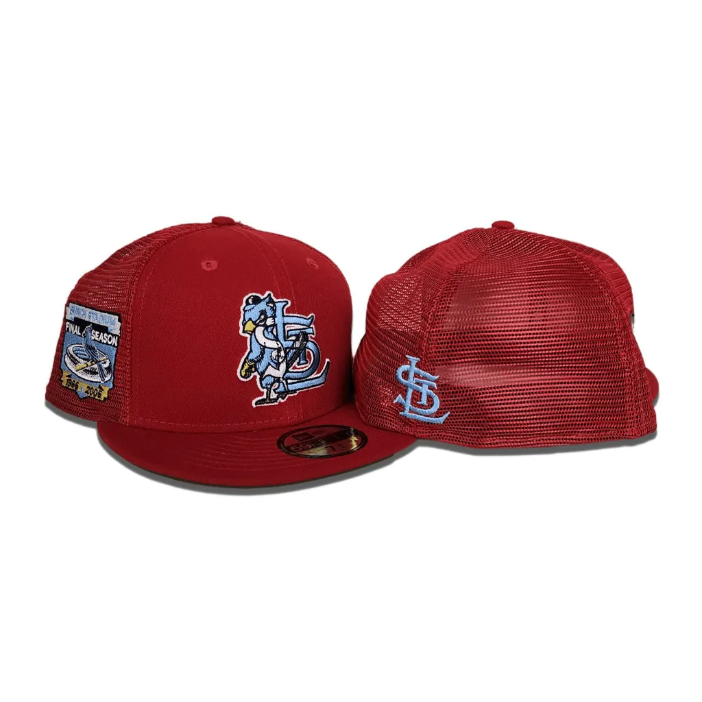 Red Trucker St. Louis Cardinals Green Bottom Busch Stadium Final Season Side Patch New Era 59Fifty Fitted