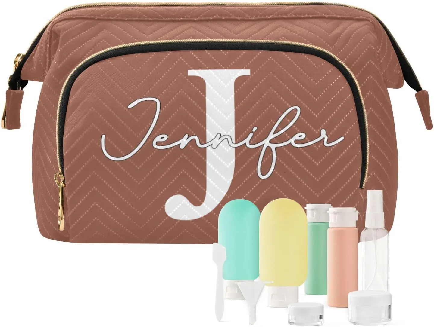 Reddish Brown Custom Makeup Bag Travel Toiletry Bag Cute Cosmetic Bag Pouch Make Up Bags Small Makeup Box Case Skincare Bag Organizer for Purse Women Men Toiletries Sports Trip Adults