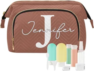Reddish Brown Custom Makeup Bag Travel Toiletry Bag Cute Cosmetic Bag Pouch Make Up Bags Small Makeup Box Case Skincare Bag Organizer for Purse Women Men Toiletries Sports Trip Adults