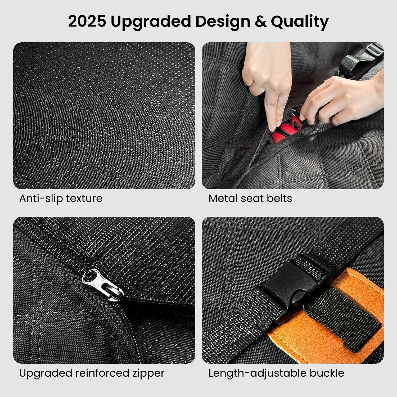 REEVAA Dog Car Seat Cover for Back Seat, Hard Bottom Dog Hammock, Pet Bed Extender for 2-4 Large/Medium Dogs, Ruff Waterproof Seat Protector, Rover Universal L Size for SUV Medium Truck, Black Orange