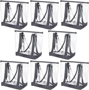 Reginary 8 Pieces Clear Tote Bags Shoulder Handbag Security Approved See Through Bag with Zipper Closure for Travel Work
