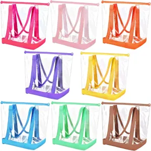 Reginary 8 Pieces Clear Tote Bags Shoulder Handbag Security Approved See Through Bag with Zipper Closure for Travel Work