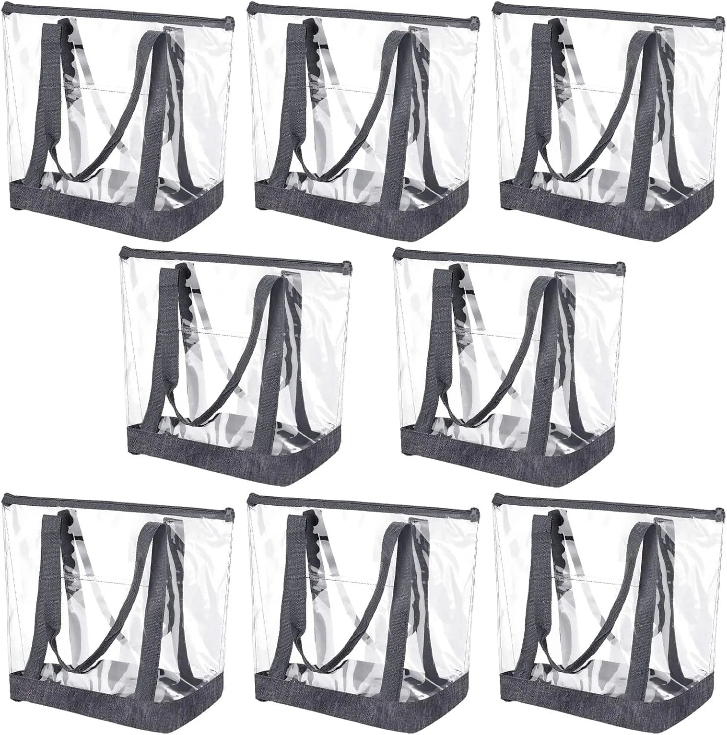 Reginary 8 Pieces Clear Tote Bags Shoulder Handbag Security Approved See Through Bag with Zipper Closure for Travel Work