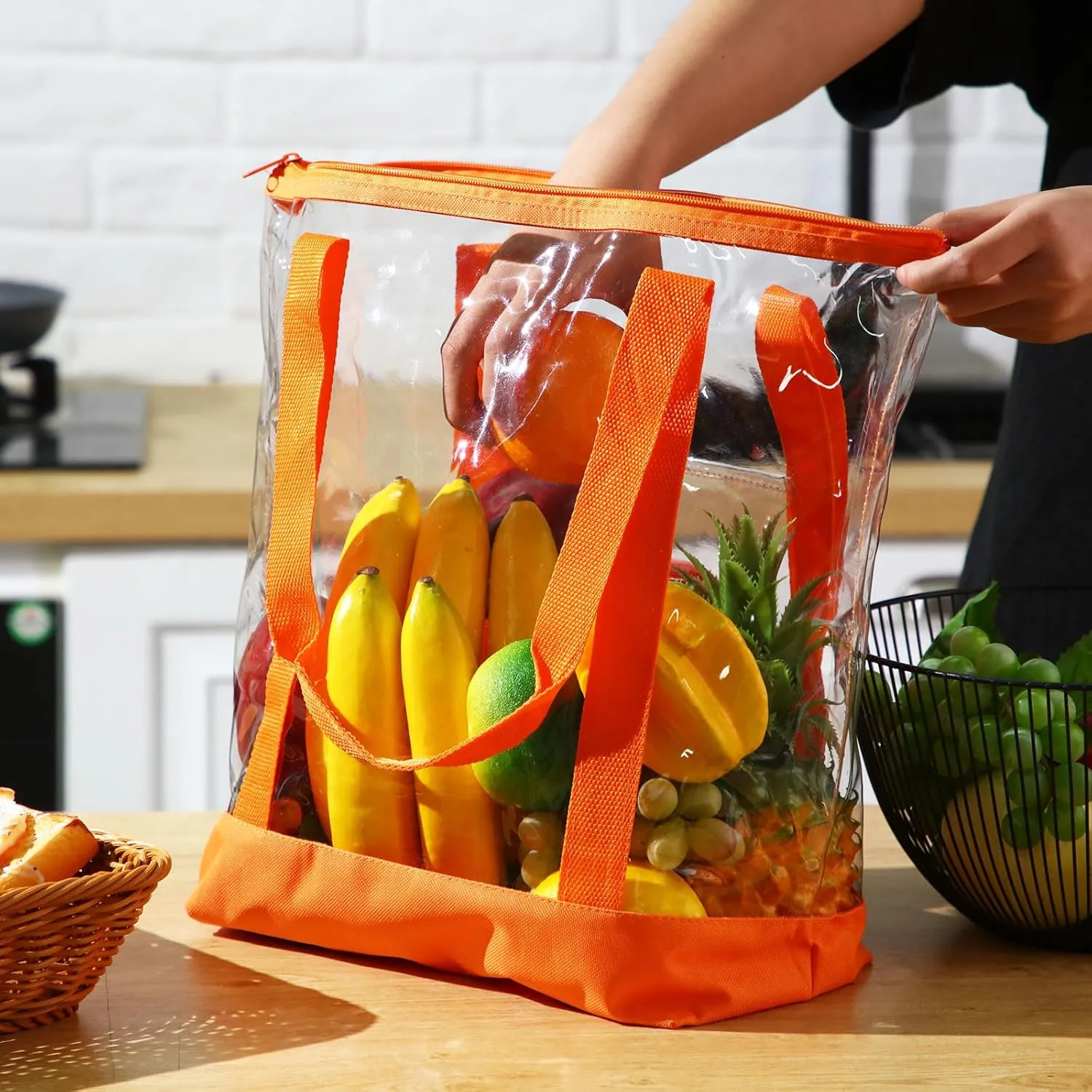 Reginary 8 Pieces Clear Tote Bags Shoulder Handbag Security Approved See Through Bag with Zipper Closure for Travel Work