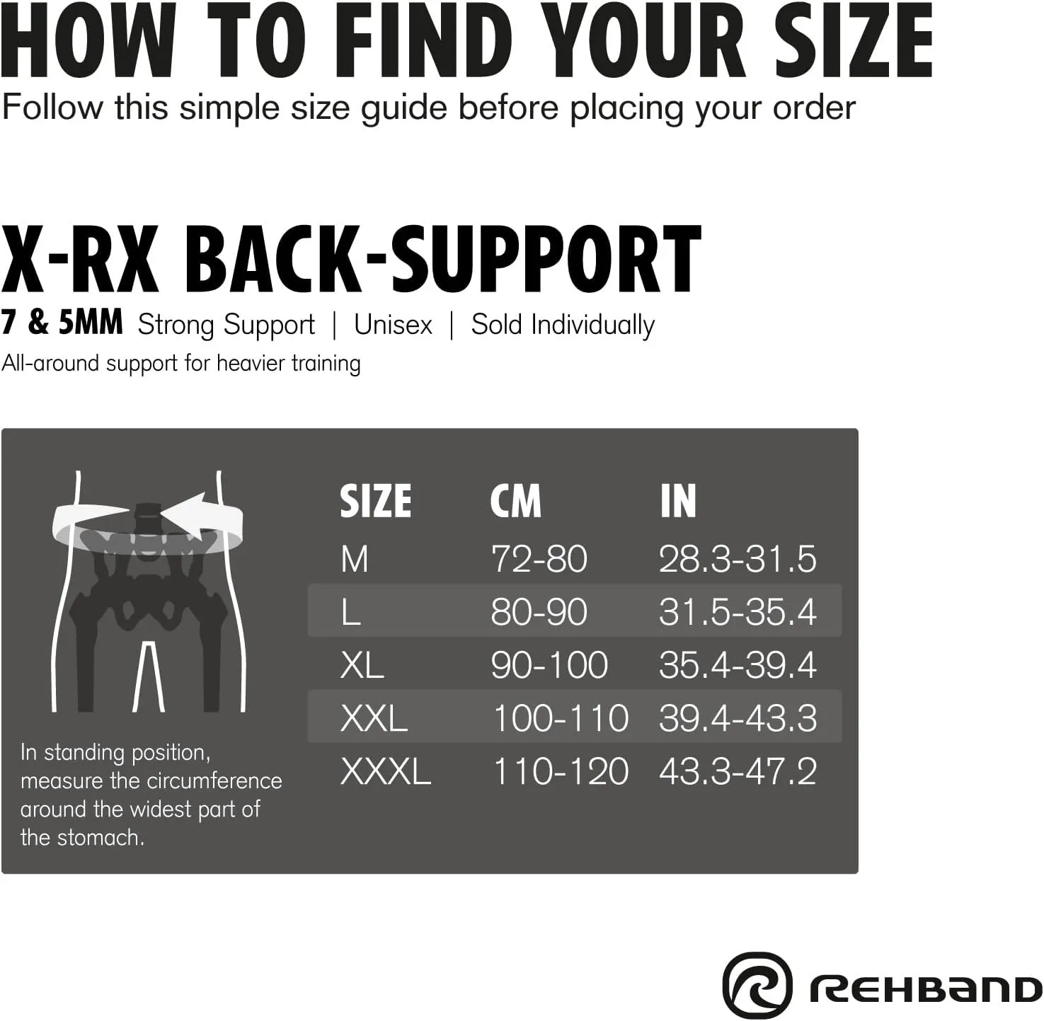 Rehband X-RX Back Support, Heavy Weightlifting Support 7mm Neoprene, 2-in-1 Back Support with Integrated Lifting Belt for Heavy Weight Lifting Workouts