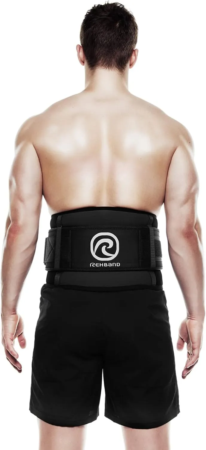 Rehband X-RX Back Support, Heavy Weightlifting Support 7mm Neoprene, 2-in-1 Back Support with Integrated Lifting Belt for Heavy Weight Lifting Workouts