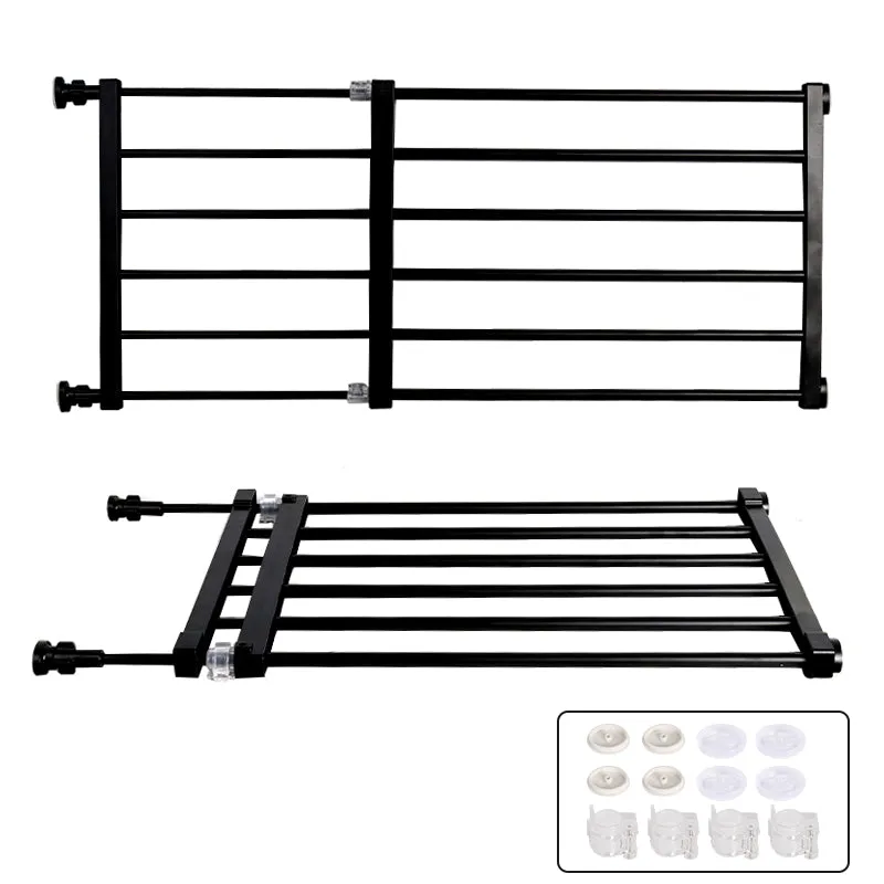 Retractable Pet Small Dog Safety Gate Baby Barrier Door Stair Fence Guard for Indoor - Black