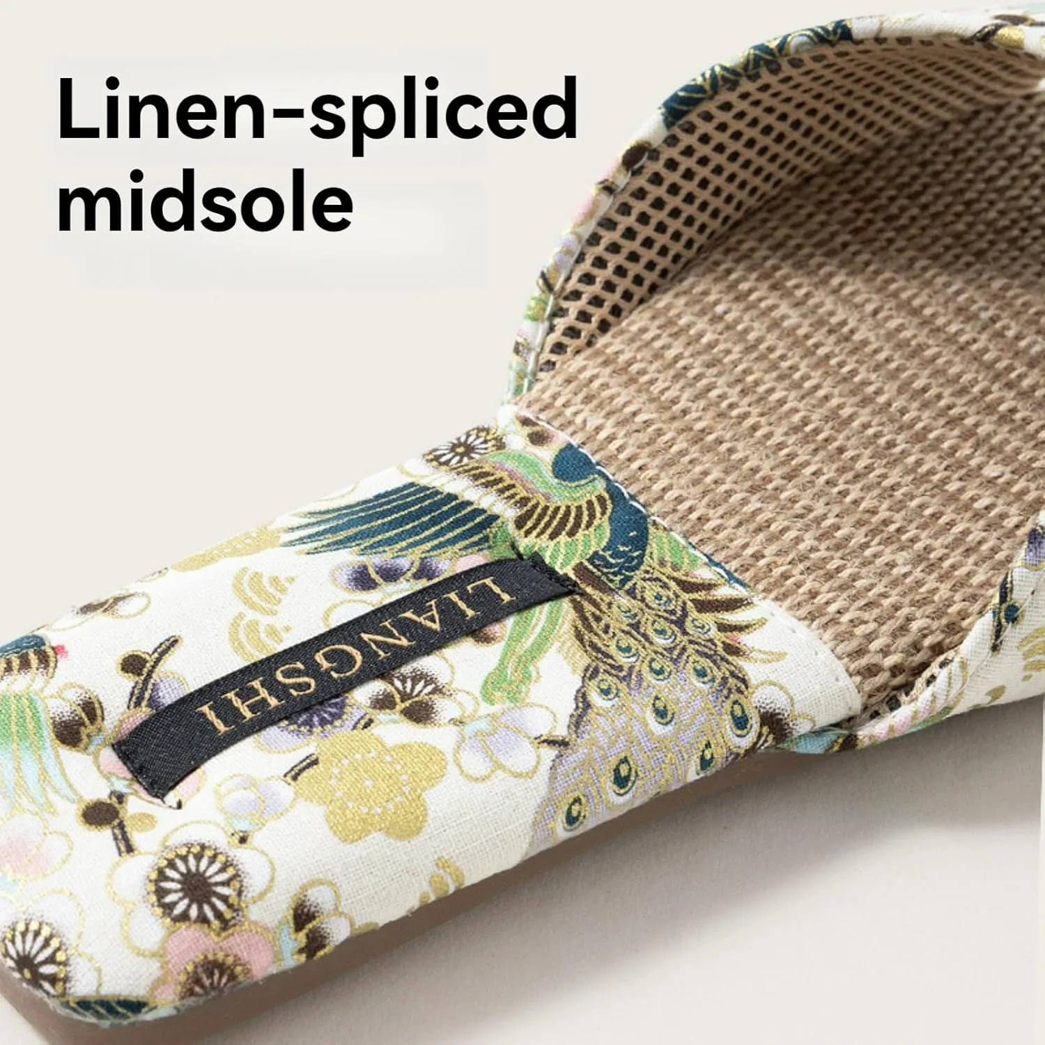 Retro Embroidered Slippers for Women Single Strap Slides Linen Upper Soft TPR Anti-Slip Soles Indoor Slippers