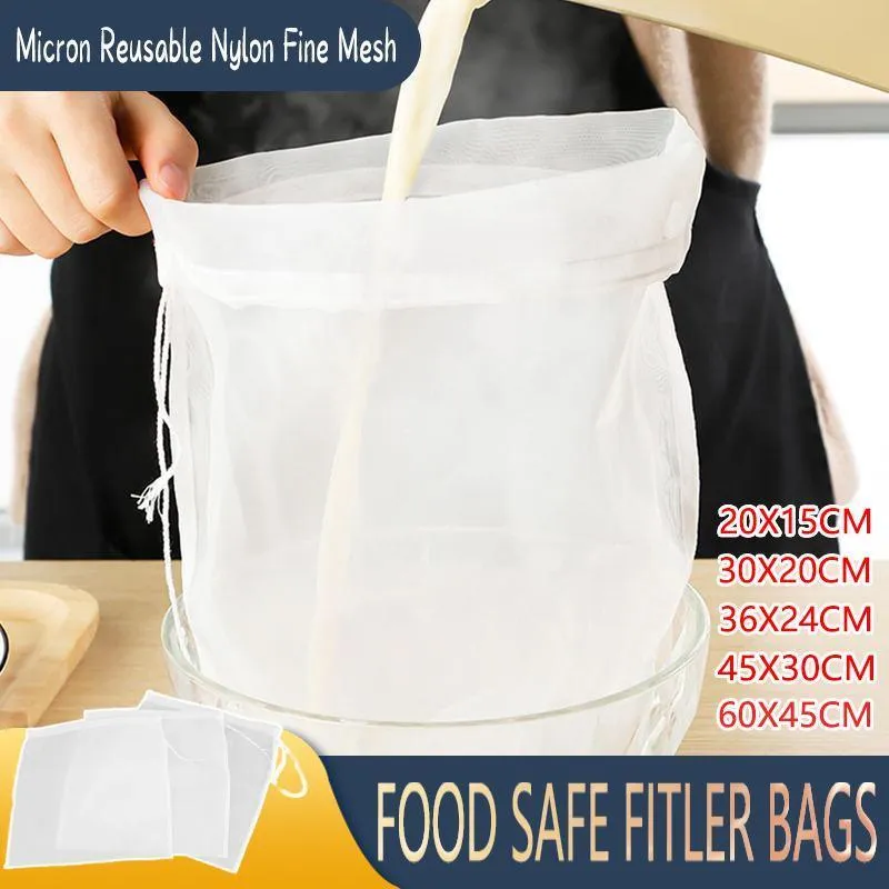 Reusable Fine Mesh Food Strainer Filter Bag 1PC 5Sizes Nylon