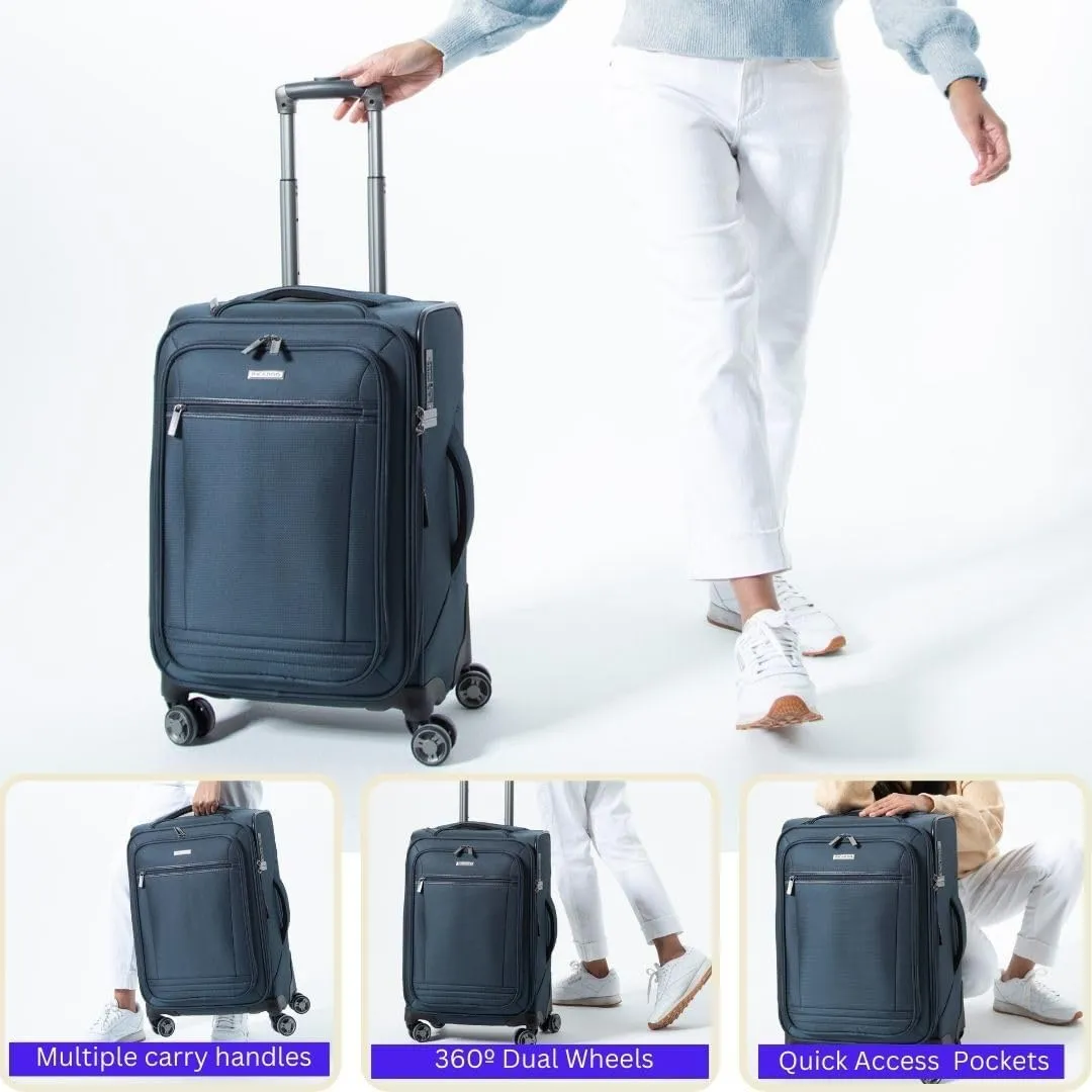 Ricardo Beverly Hills Avalon Softside Carry-On Luggage Made with Sustainable 100% Recycled PET (rPET), Lightweight, Eco-Friendly Travel, Expandable, Dual Spinner Wheels, Black, 20-inch
