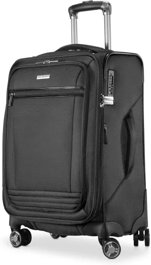 Ricardo Beverly Hills Avalon Softside Carry-On Luggage Made with Sustainable 100% Recycled PET (rPET), Lightweight, Eco-Friendly Travel, Expandable, Dual Spinner Wheels, Black, 20-inch