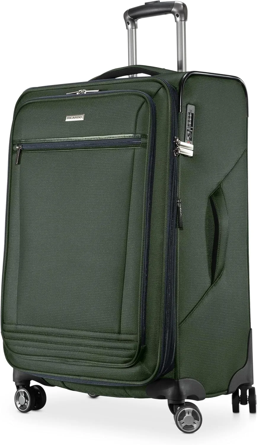 Ricardo Beverly Hills Avalon Softside Medium Check-In Luggage Made with Sustainable 100% Recycled PET (rPET), Lightweight, Eco-Friendly Travel, Expandable, Dual Spinner Wheels, Juniper Green, 24-inch