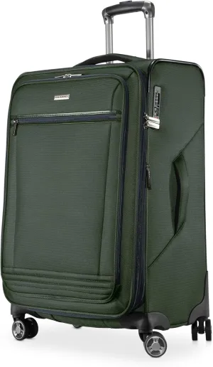 Ricardo Beverly Hills Avalon Softside Medium Check-In Luggage Made with Sustainable 100% Recycled PET (rPET), Lightweight, Eco-Friendly Travel, Expandable, Dual Spinner Wheels, Juniper Green, 24-inch