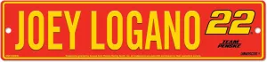 Rico Industries NASCAR Racing Joey Logano #22 Team Penske Red 4" X 17" Plastic Street Sign