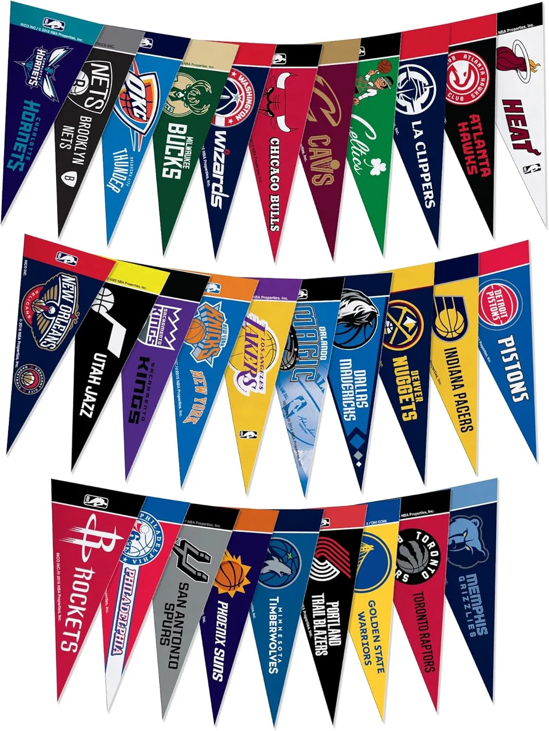 Rico Industries NBA Basketball Complete 4" x 9" Felt Mini Pennant League Set (Includes ALL Teams)