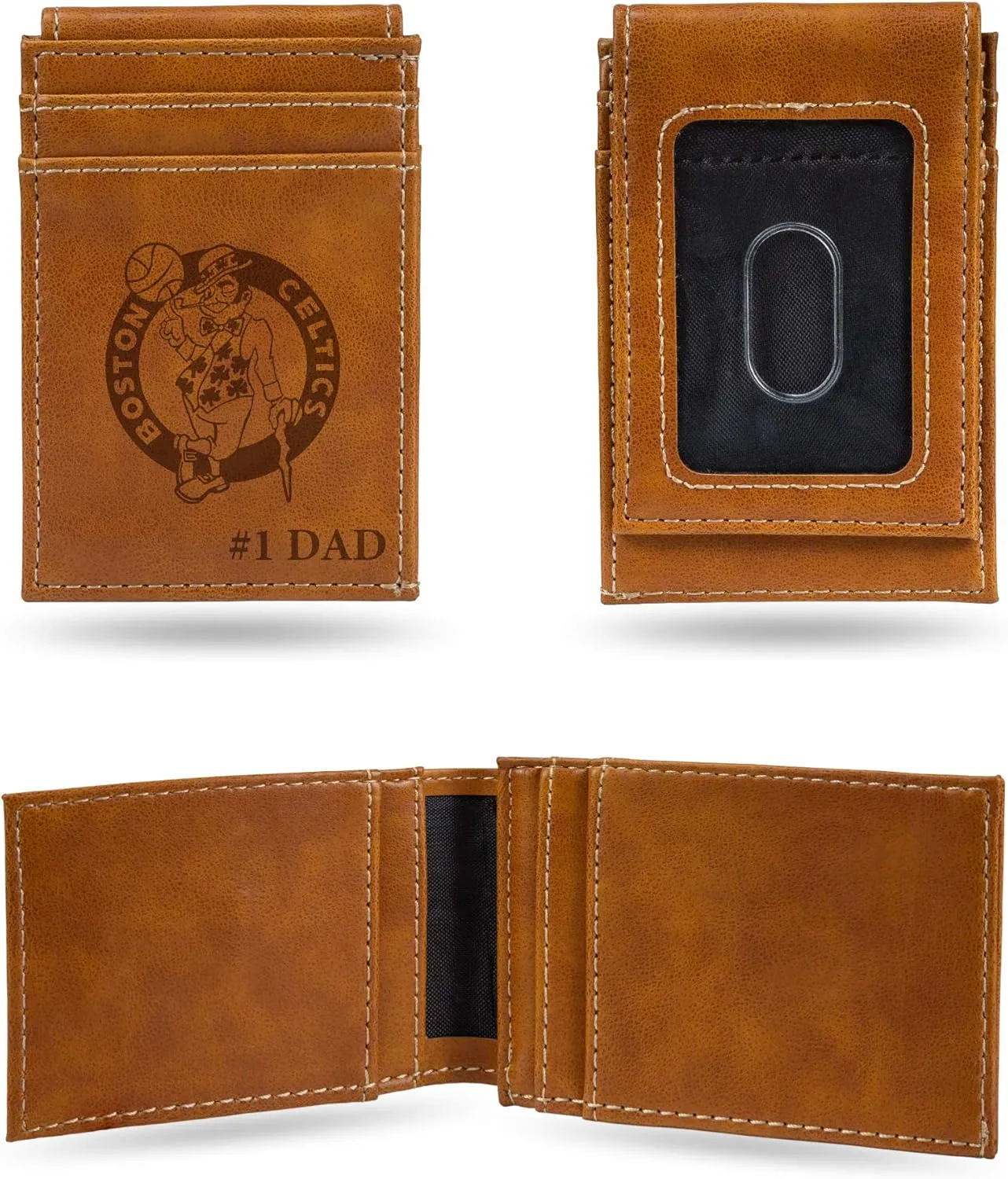 Rico Industries NBA Basketball Laser Engraved Front Pocket Wallet - Compact/Comfortable/Slim
