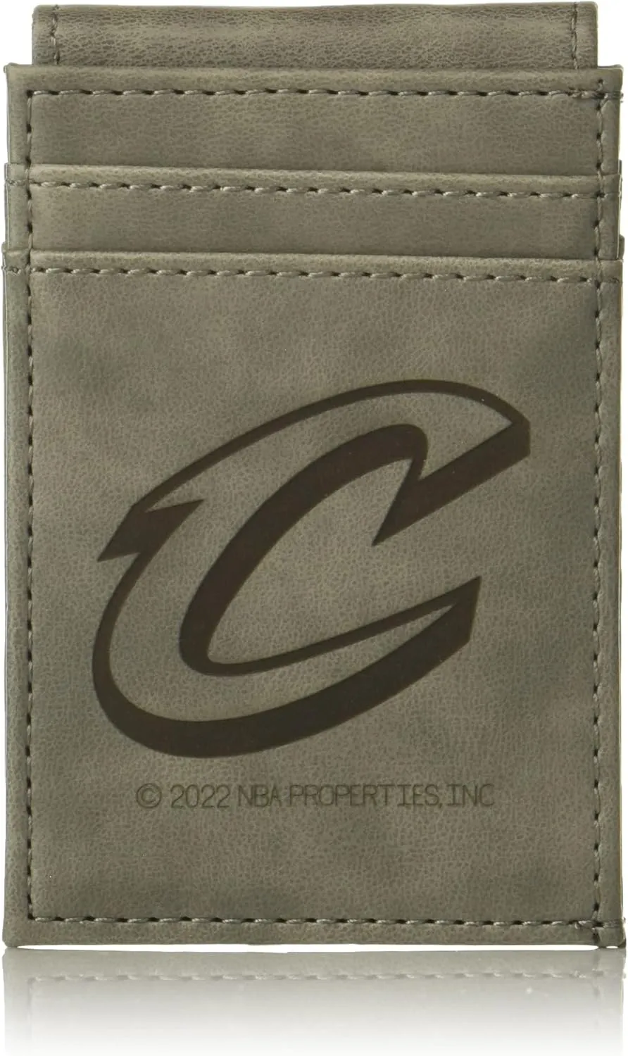 Rico Industries NBA Basketball Laser Engraved Front Pocket Wallet - Compact/Comfortable/Slim