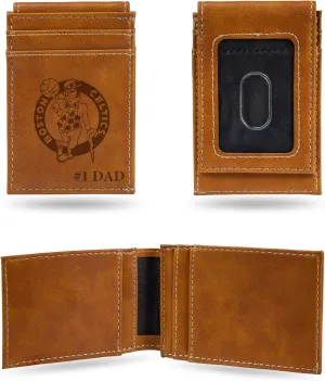 Rico Industries NBA Basketball Laser Engraved Front Pocket Wallet - Compact/Comfortable/Slim