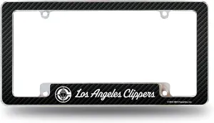 Rico Industries NBA Basketball Los Angeles Clippers Carbon Fiber Design 12" x 6" Chrome All Over Automotive License Plate Frame for Car/Truck/SUV