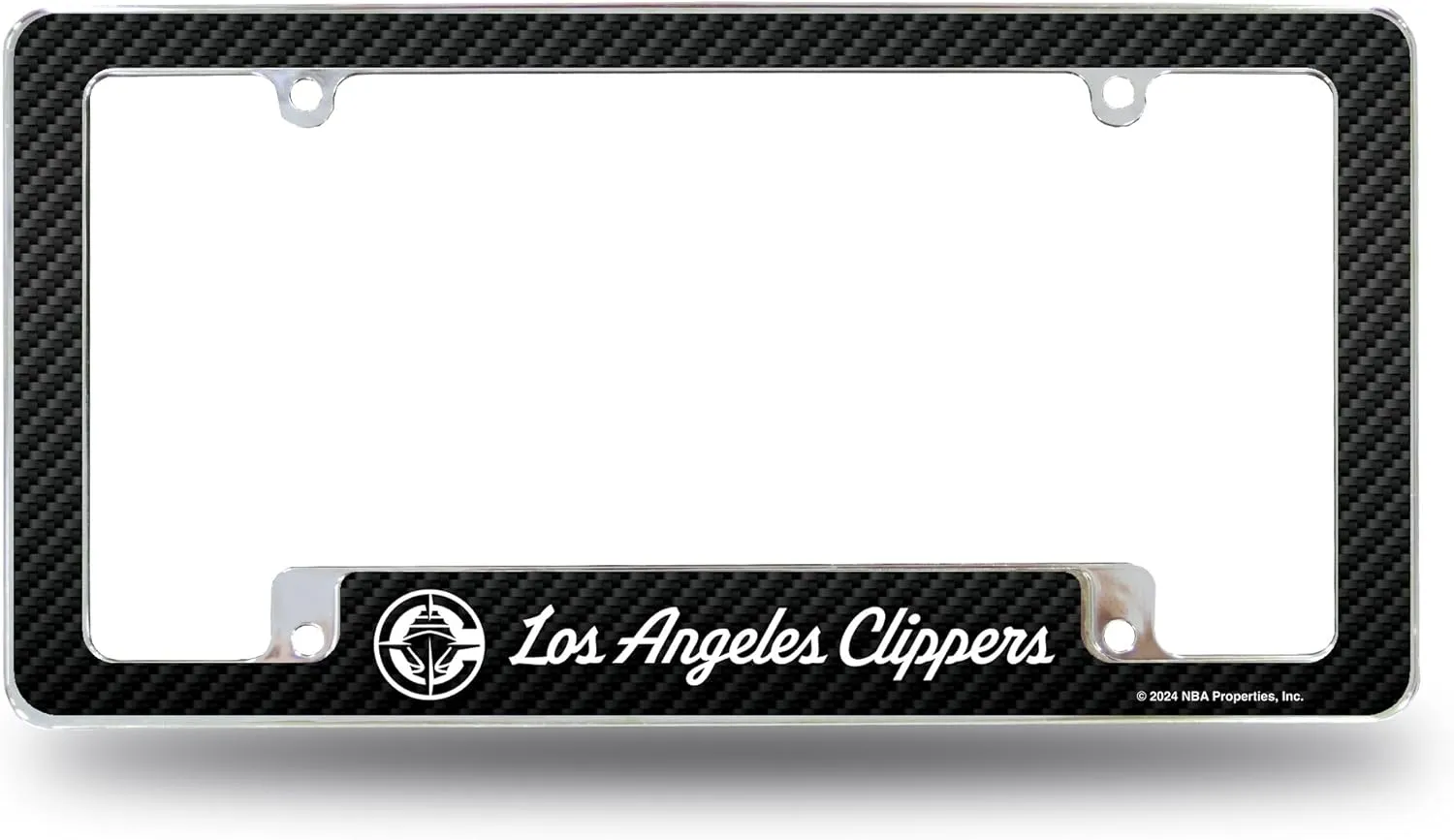 Rico Industries NBA Basketball Los Angeles Clippers Carbon Fiber Design 12" x 6" Chrome All Over Automotive License Plate Frame for Car/Truck/SUV